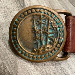 Tech Ether Guild 1974 Clingman’s Dome Brass Buckle and  Leather Belt